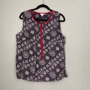 Talbots Large Blue with white flowers red trim